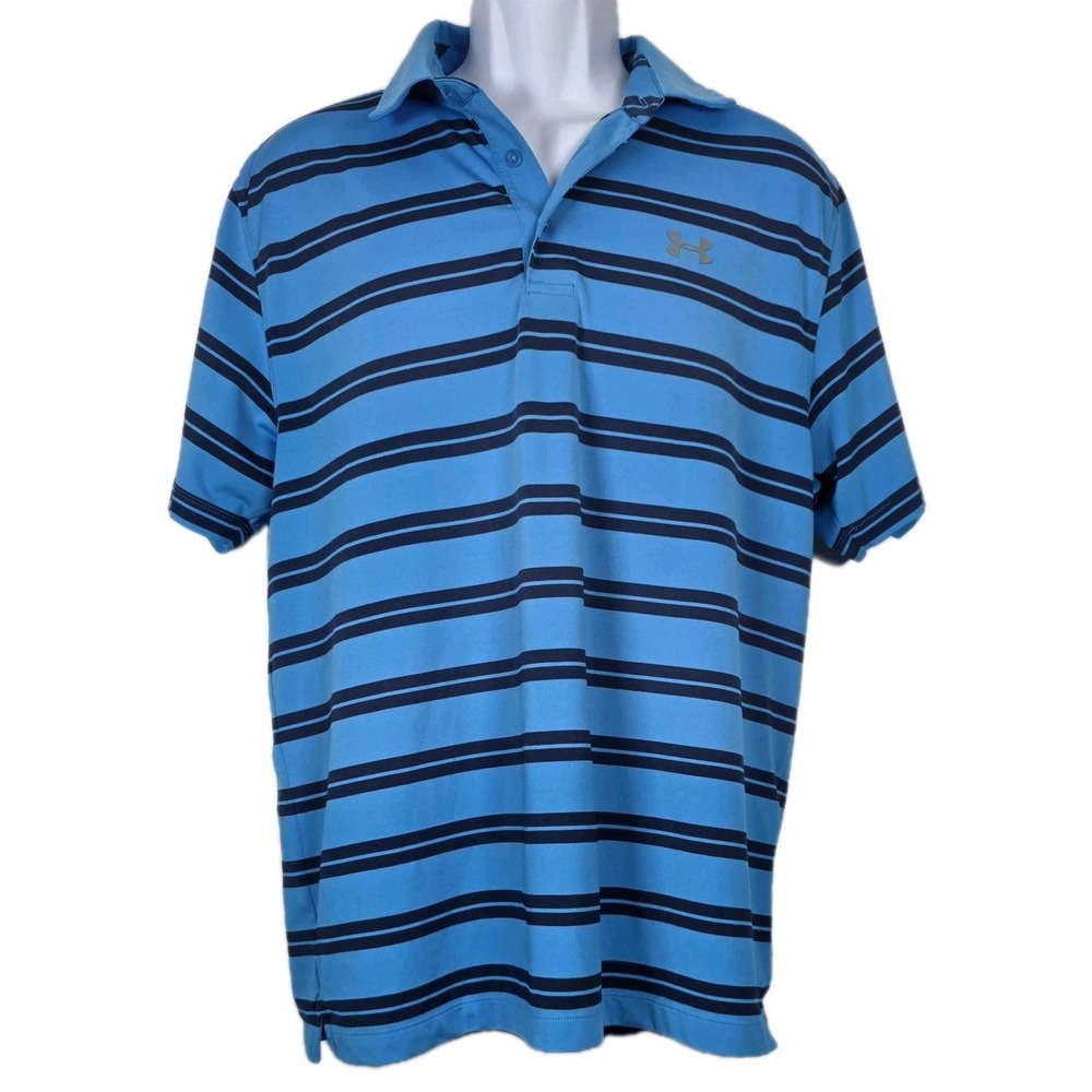 Under Armor Men's Polo Shirt Blue Striped Size L